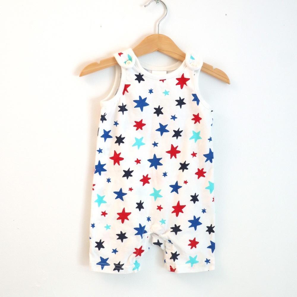 Hanna Andersson Baby Button Shoulder Tank Romper / 6-12M
